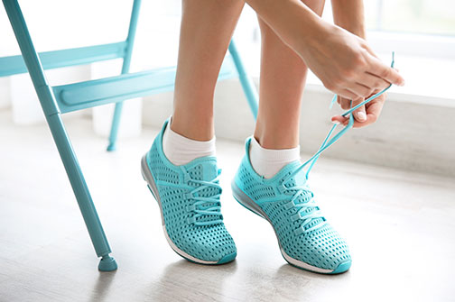 woman wearing shoes