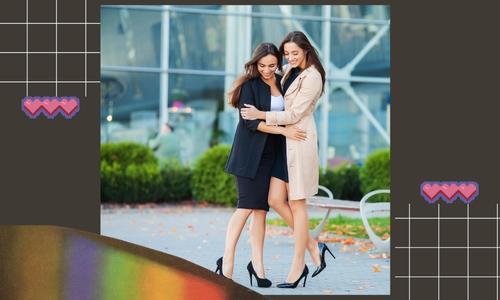 Two corporate girls checking their stockings