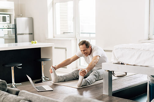 man stretching